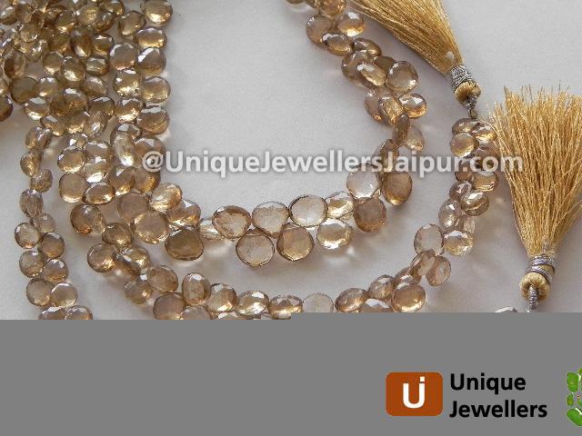 Coffee Quartz Faceted Heart Beads
